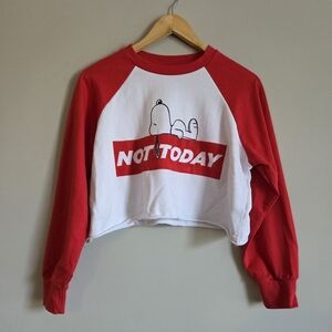 Peanuts Not Today Colourblock Graphic Cropped Top Tee M